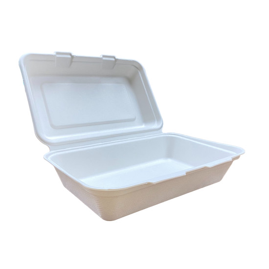 9“x6”x3" Rectangular Hinged Sugarcane Container