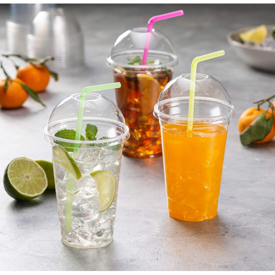 Clear Flat Lid, Clear Dome Lid Fits 12oz, 14oz, 16oz, 18oz, 20oz, 24oz, 32oz Plastic Cup