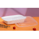 TR24W - 24oz Plastic Rectangular Container & Lid-White