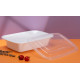TR38W - 38oz Plastic Rectangular Container & Lid-White