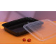 TR58 - 58oz Plastic Rectangular Container & Lid-Black