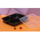 TR339 - Plastic 3 Compartment Rectangular Container & Lid-Black
