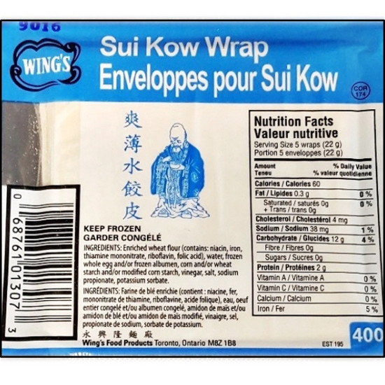 Wing's Sui Kow Wrap (48 x 400G)